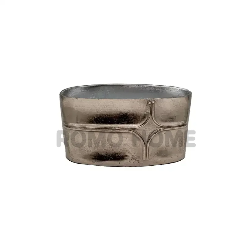 گلدان بیضی بغل طرحدار سه ساییز سیلور سایز 2 کد 10580