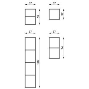 ابعاد کتابخانه مدولار از برند چوب سنگ
