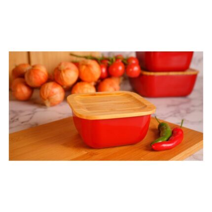 نمایی از نگهدارنده غذا چهارگوش 10 سانت قرمز B3769