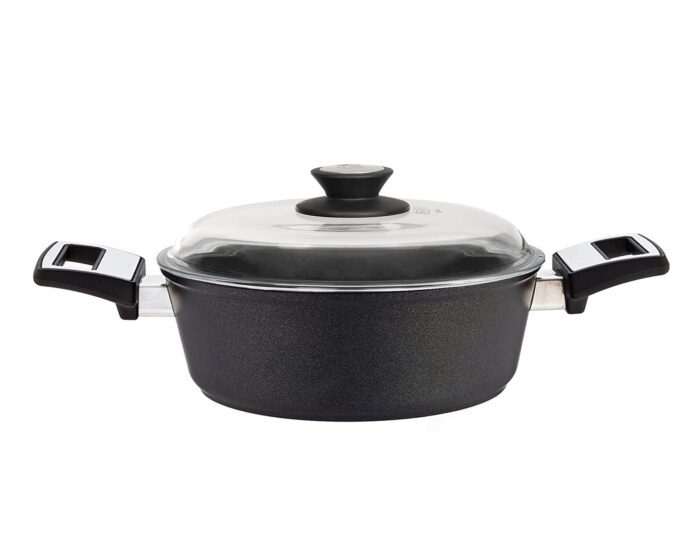 نمایی از قابلمه تیتانیوم دایموند دسته استیل SKK سایز 32*10 کد 03210S