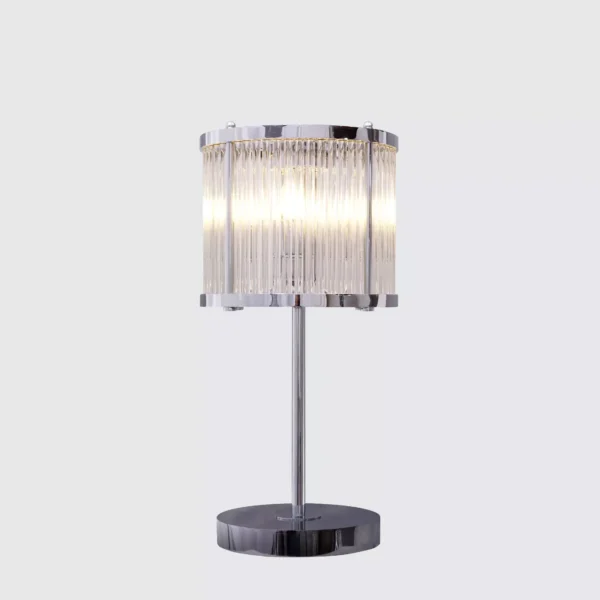 آباژور رومیزی کریستال لوله ای-کروم-شفاف-کد 177