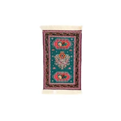 گلیم فرش گلدانی سبز سایز 99*64 کد 1060