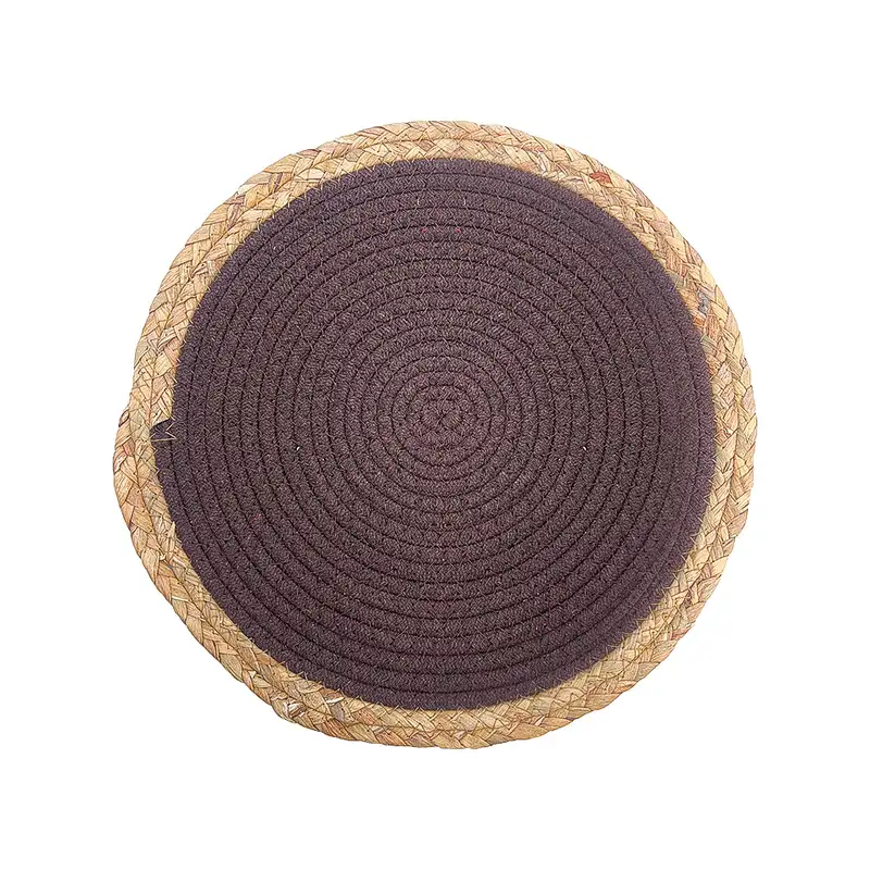 زیربشقابی دور حصیری قهوه ای بزرگ