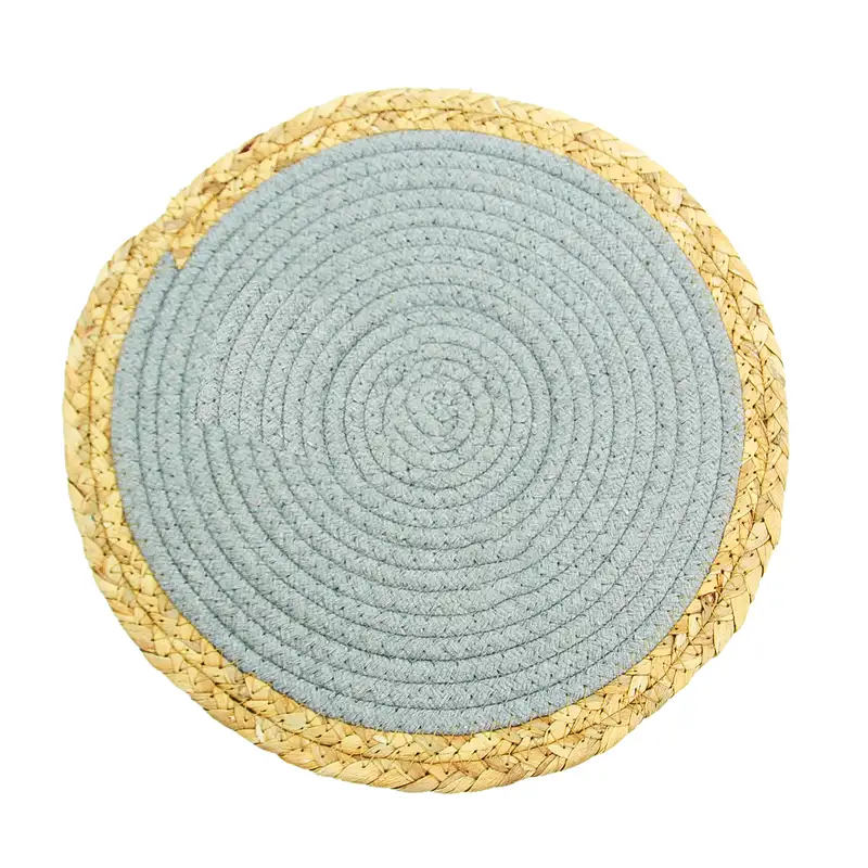 زیر بشقابی دور حصیری طوسی کوچک