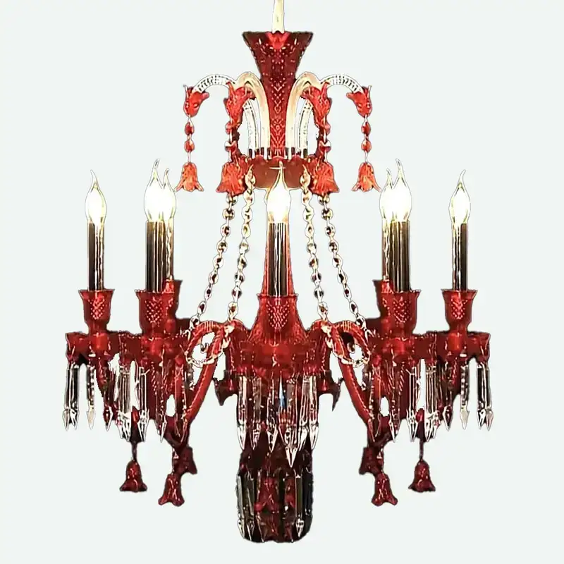 لوستر طرح باکارا 6 شعله سفید و قرمز