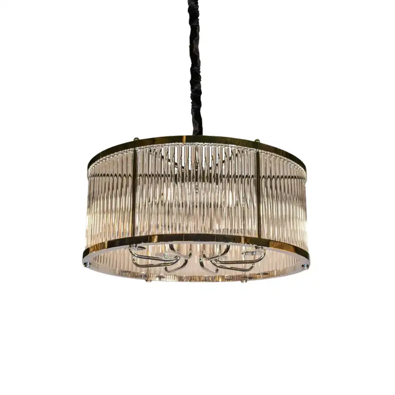 لوستر گرد کریستال لوله ای قطر 60-طلایی براق-شفاف-کد 169