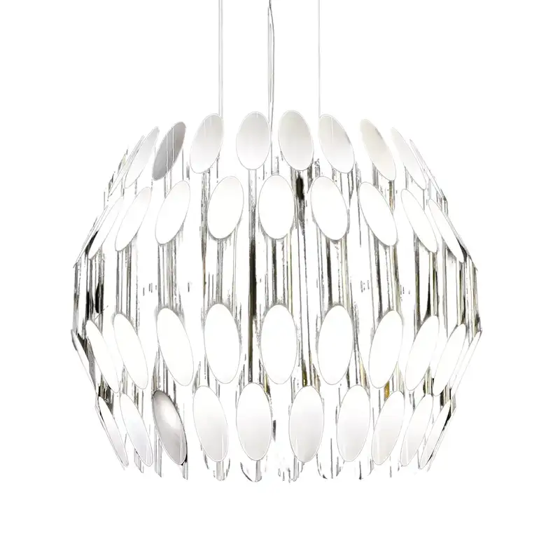 لوستر گرد بامبو دو طبقه قطر 75-کروم براق-کد 341