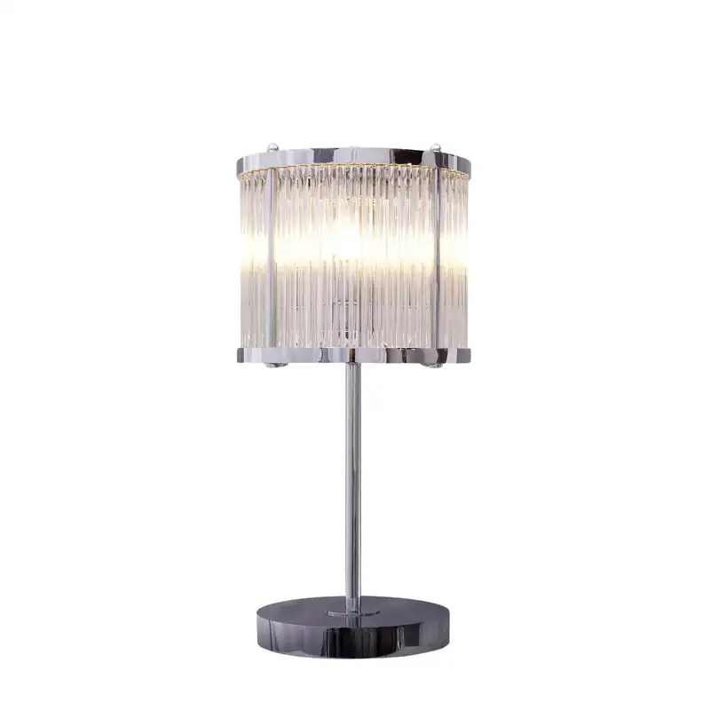 آباژور رومیزی کریستال لوله ای-کروم-شفاف-کد 177