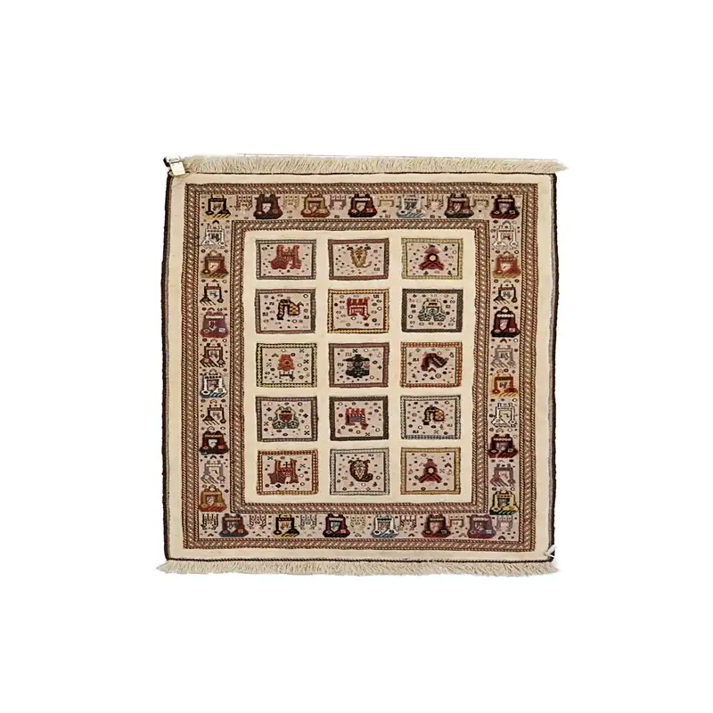 گلیم فرش ذوالانواری رنگ گیاهی دست ریس سایز 106*140 کد B1329