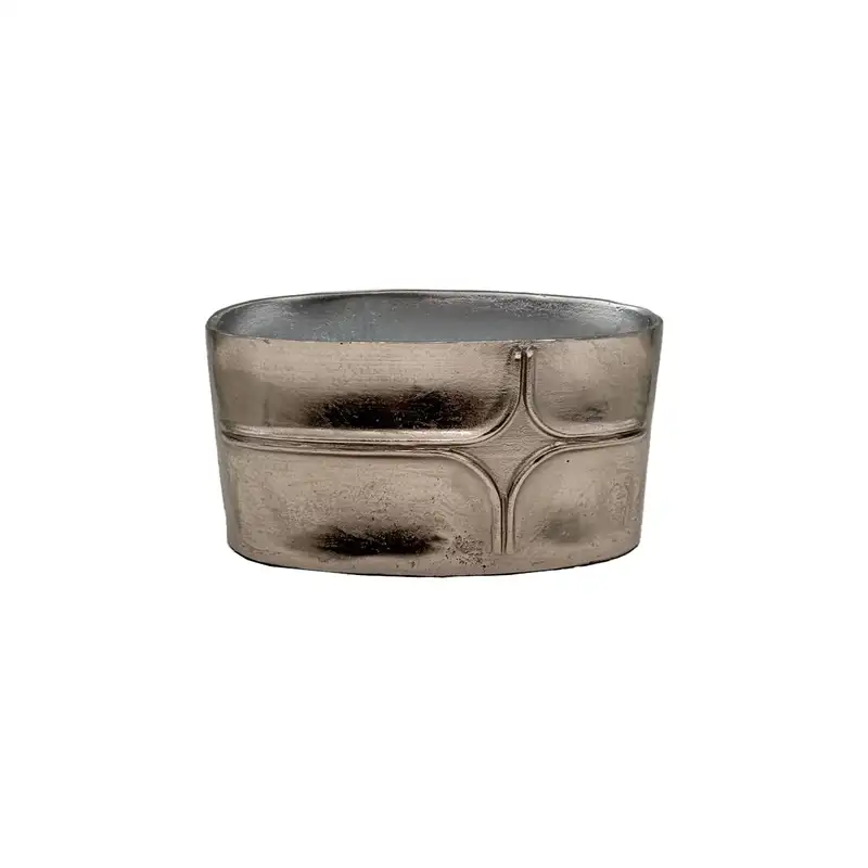 گلدان بیضی بغل طرحدار سه ساییز سیلور سایز 2 کد 10580