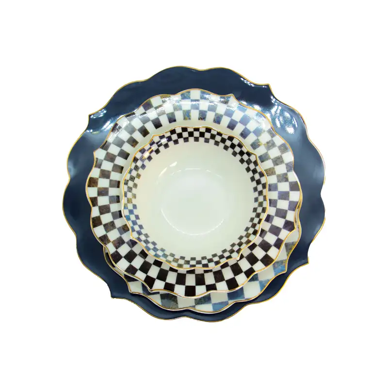 ست غذاخوری آبی شطرنجی کد 10319