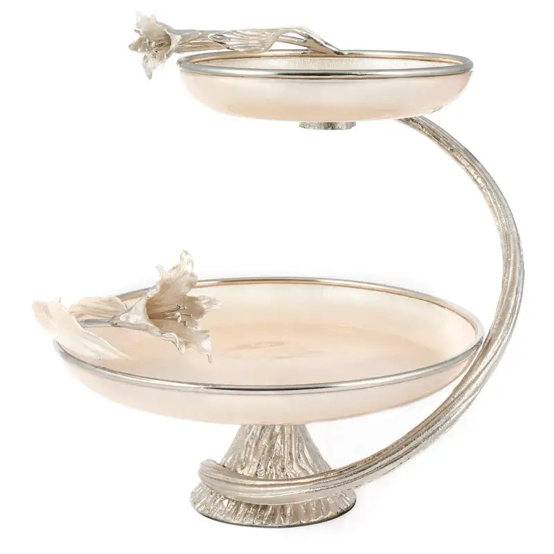 دیس دو طبقه شیشه ای گل لیلیوم کد 3230462